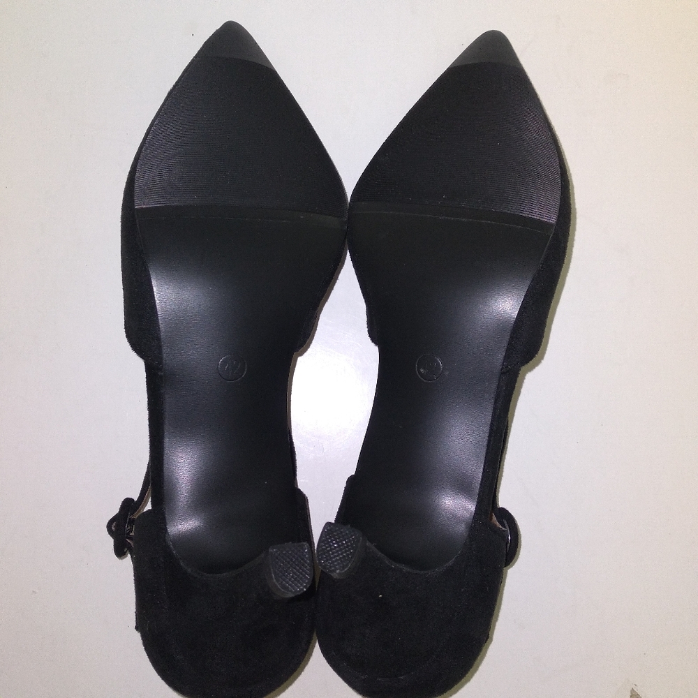 Women's Elegant Black Faux Suede Ankle Strap Kitten Heel Pumps-Size EU 42/US 10 - Picture 9 of 12